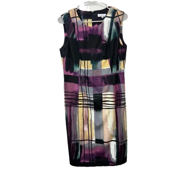 Calvin Klein | Dresses | Calvin Klein Colorful Ponte Knit Sleeveless Sheath  Dress Size | Poshmark